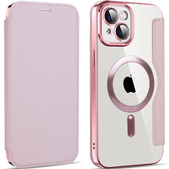 Klapkové puzdro pre iPhone 14, RFID Wallet MagSafe CamShield, ružové