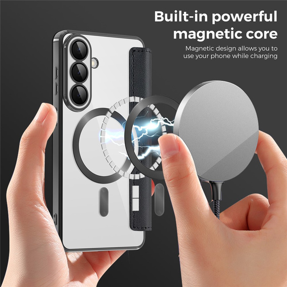 RFID peňaženka MagSafe Flip Case s ochranou fotoaparátu pre Samsung Galaxy S26, čierna