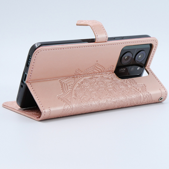 Klapkové puzdro pre Xiaomi 13T / 13T Pro, Mandala, ružové rose gold