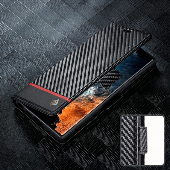 Klapkové puzdro pre Samsung Galaxy S23 Ultra, Carbon LC.IMEEKE, čierne
