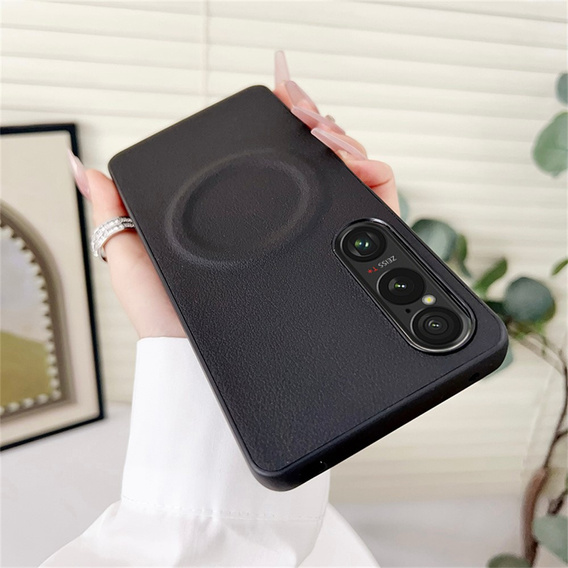 Obal na mobil pre Sony Xperia 1 VI, Leather Hybrid MagSafe, čierne