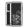 Love Mei Obal na mobil pre Samsung Galaxy S21 FE, armored with glass, strieborné