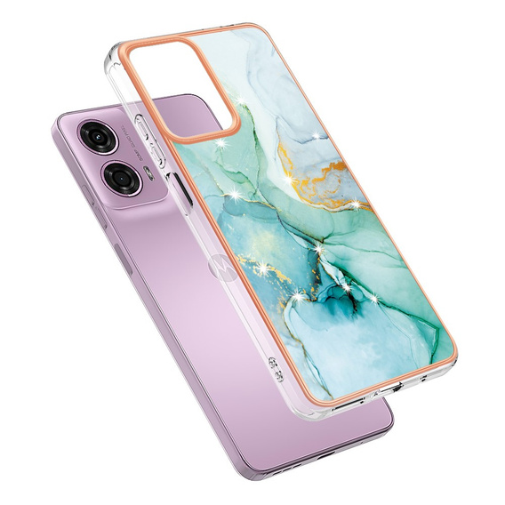 Ochranné puzdro pre Motorola Moto G24 / G24 Power / G04, Marble Slim Case, zelený
