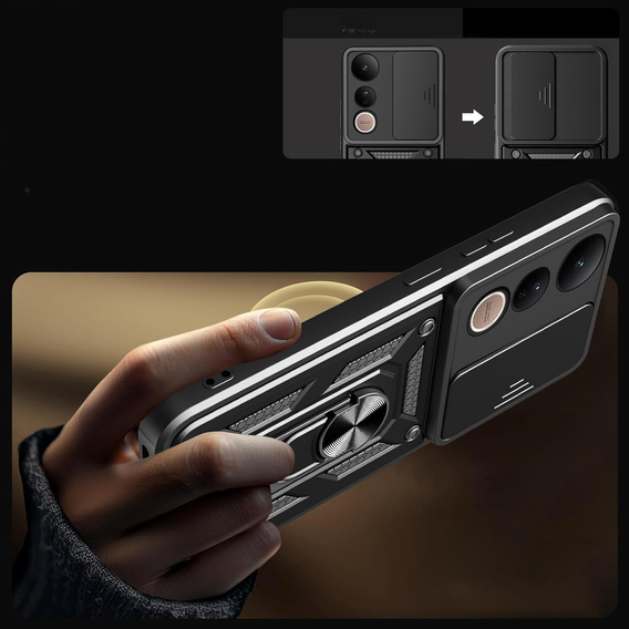 Obal na mobil pre Vivo V50 Lite 4G / 5G, CamShield Slide, čierne