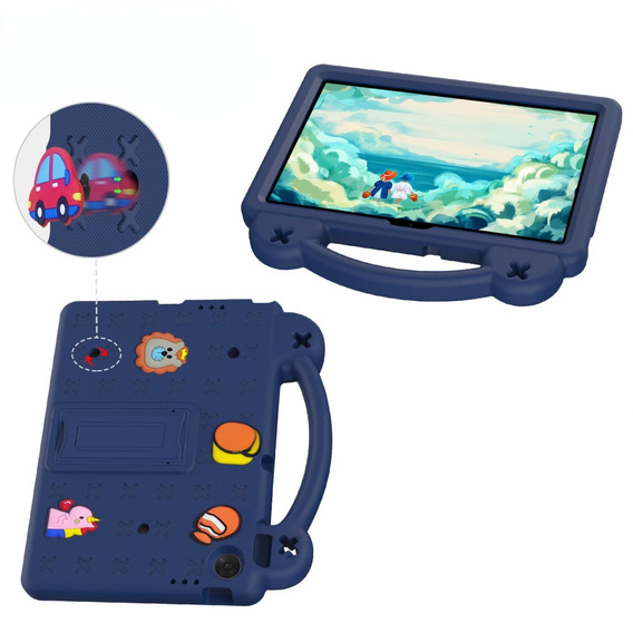 Detské puzdro pre Lenovo Tab TB311FU, Cute Patterns, so stojanom, tmavomodré