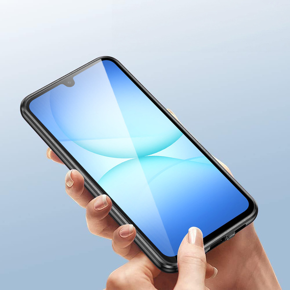 Puzdro pre Samsung Galaxy A17 5G, magnetické dvojité sklo, priehľadné s čiernymi stranami