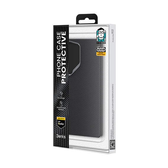 Puzdro BENKS Kevlar pre Samsung Galaxy S25 Ultra, pre MagSafe, Carbon Fiber, čierne