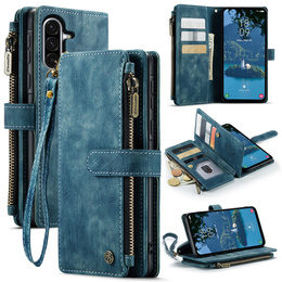 CASEME puzdro pre Samsung Galaxy A56 5G, Leather Wallet Cash and Card Slots, s remienkom, modré
