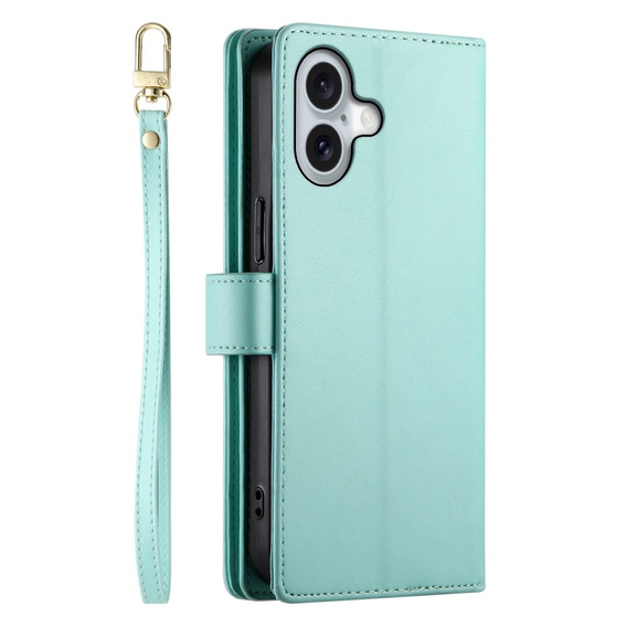 Klapkové puzdro pre iPhone 16, Wallet Zipper Pocket, zelený