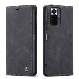 CASEME puzdro pre Xiaomi Redmi Note 10 Pro, Leather Wallet Case, čierne