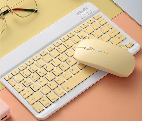 Bezdrôtová klávesnica a Bluetooth myš pre Android/Windows, žltá