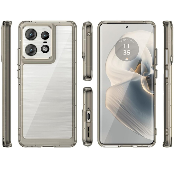 Obal na mobil pre Motorola Edge 50 Pro, Fusion Hybrid, priehľadné / sivé