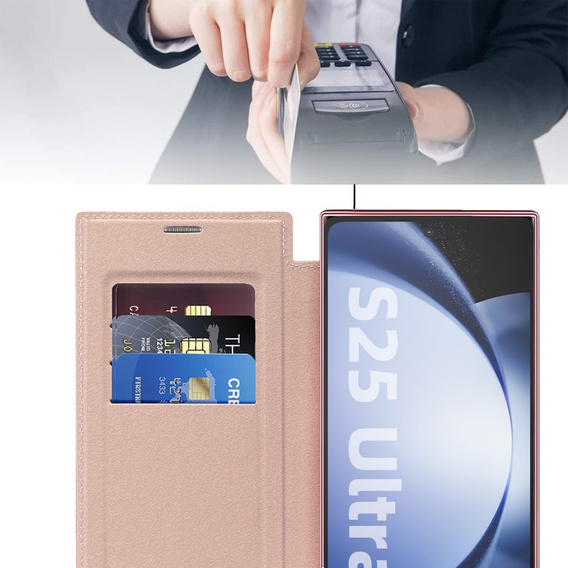 Klapkové puzdro pre Samsung Galaxy S25 Ultra, RFID Wallet MagSafe CamShield, ružové