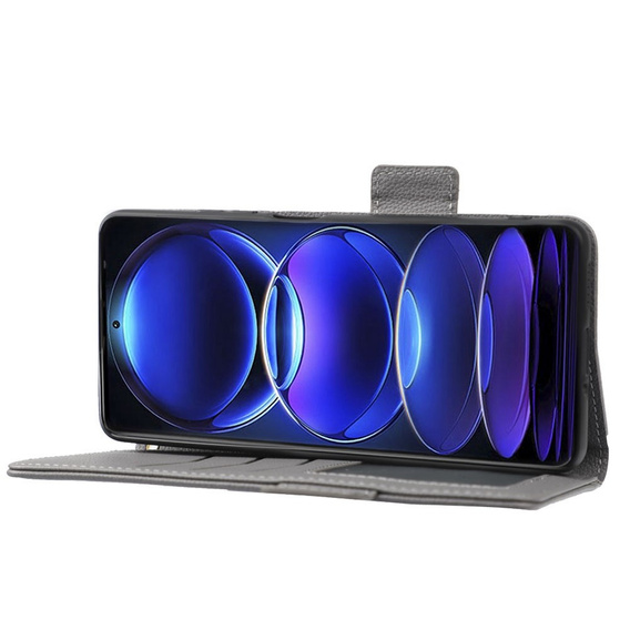 Klapkové puzdro pre Xiaomi Redmi Note 12 5G / POCO X5 5G, Wallet Litchi Magnet, sivé