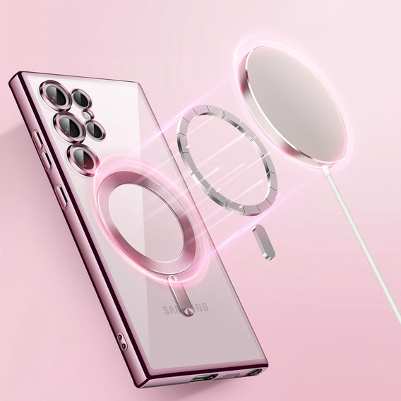 Puzdro pre Samsung Galaxy S25 Ultra, Electro MagSafe, ružové rose gold + sklo na displej