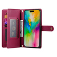 Klapkové puzdro pre iPhone 16 Pro Max, Wallet Zipper Pocket, červené