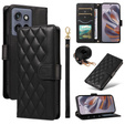 Puzdro s chlopňou pre Motorola Edge 50 Neo / Motorola ThinkPhone 25, Rhombus Crossbody Leather, čierne