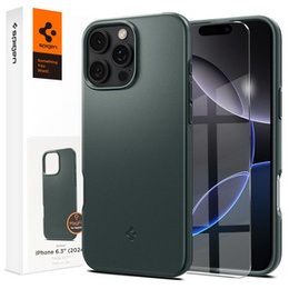 Puzdro Spigen pre iPhone 16 Pro, Thin Fit Mag, zelený + tvrdené sklo 9H