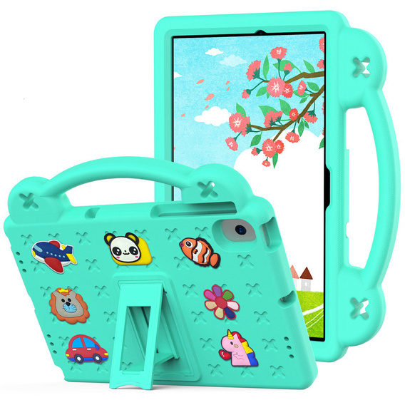 Detské puzdro pre Lenovo M10 X306 2 Gen / M10 Plus TB-X606 10.3 / Samsung Tab A 10.1 T510/515 / K10 X6C6, Cute Patterns, so stojanom, zelený