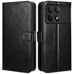 Klapkové puzdro pre Xiaomi Poco F6 Pro, Crazy Horse Wallet, čierne