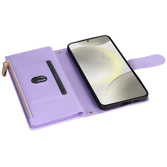 Puzdro s chlopňou pre Samsung Galaxy A56 5G, Rhombus Crossbody Leather, fialové