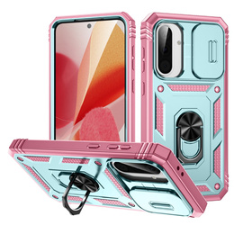 Puzdro pre Samsung Galaxy A56 5G, KickStand Camera Lens, zelená / ružová