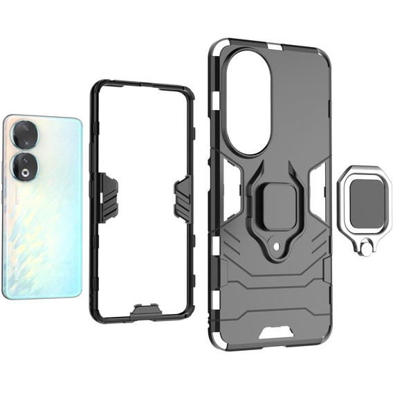 Obal na mobil pre Honor 90, Kickstand Ring, čierne
