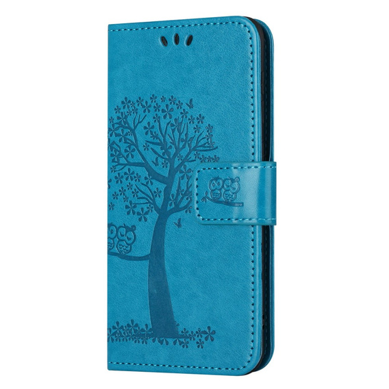 Klapkové puzdro pre Motorola Moto E22 / E22i, Wallet, tree i sowy, modré