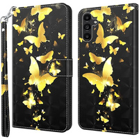 Klapkové puzdro pre Samsung Galaxy A14 4G/5G, Wallet Butterfly, zlaté