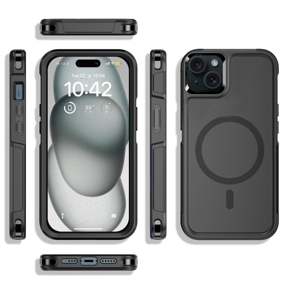 Obal na mobil pre iPhone 15 Plus, MagForce MagSafe, čierne