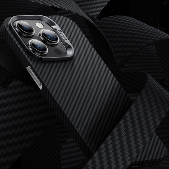 Puzdro BENKS Kevlar pre iPhone 15 Pro Max, pre MagSafe, Carbon Fiber, čierne