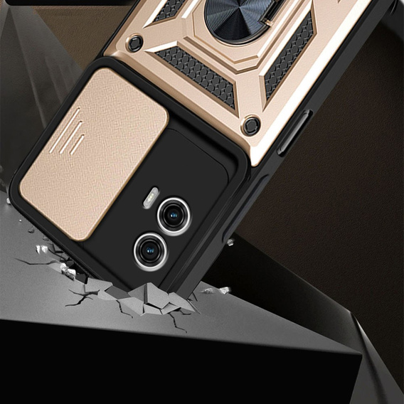 Obal na mobil pre Motorola Moto G73 5G, CamShield Slide, zlaté