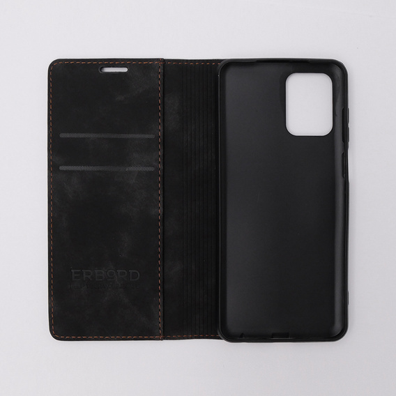 Puzdro pre Motorola Moto E13 4G, ERBORD Vintage, peňaženka s chlopňou, čierne