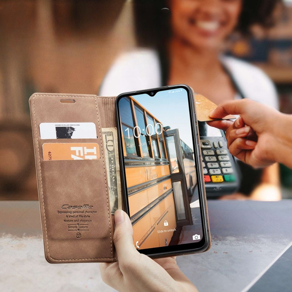 CASEME puzdro pre Samsung Galaxy M33 5G, Leather Wallet Case, hnedé