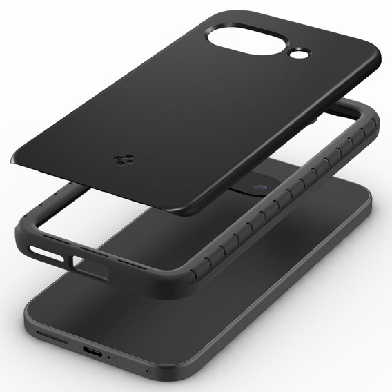 Puzdro Spigen pre Google Pixel 9A, Thin Fit Mag, čierne + tvrdené sklo 9H