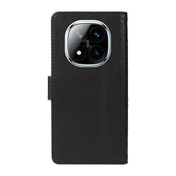 Puzdro s chlopňou pre Xiaomi Redmi Note 14 Pro 5G / Xiaomi Redmi Note 14 Pro+ 5G / Xiaomi Poco X7 5G, Rhombus Crossbody Leather, čierne