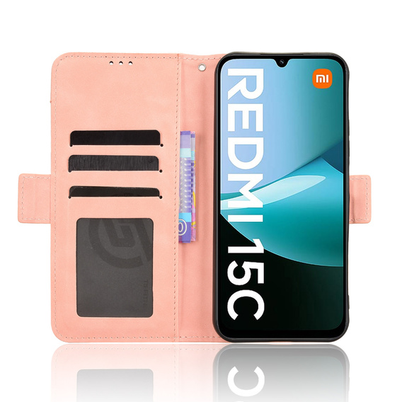 Klapkové puzdro pre Xiaomi Redmi 15C 4G/LTE, Card Slot, ružové
