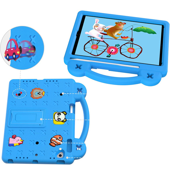 Detské puzdro pre iPad 9.7" 2018/2017 (6/5 gen.) / Pro 9.7" 2016, Cute Patterns, so stojanom, modré