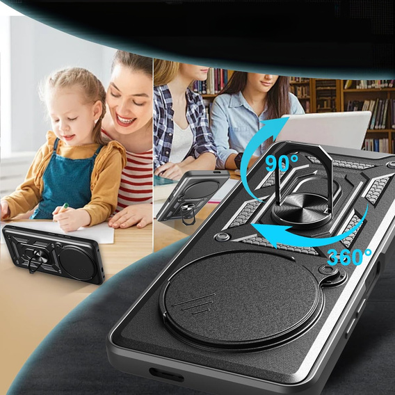 Obal na mobil pre Honor Magic 7 Lite, CamShield Slide, čierne