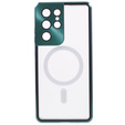 Magnetické puzdro Dual Glass MagSafe pre Samsung Galaxy S21 Ultra, zelený