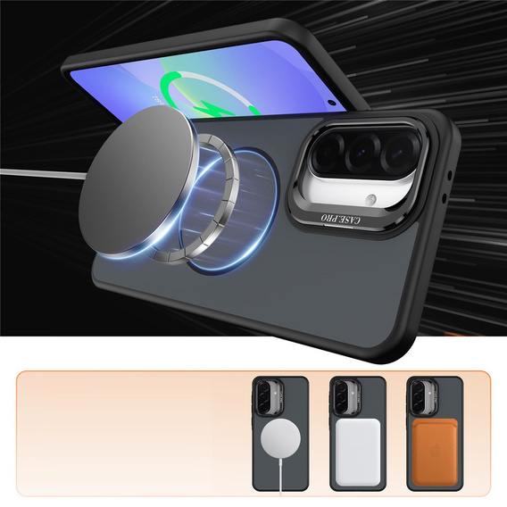 Puzdro Skin-touch s podstavcom MagSafe pre Samsung Galaxy A57 5G, čierne