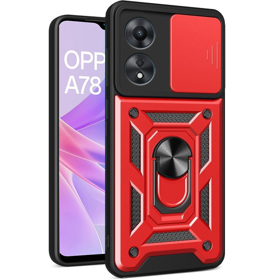 Obal na mobil pre Oppo A78 5G, CamShield Slide, červené