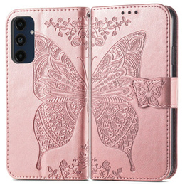 Klapkové puzdro pre Samsung Galaxy A16, Butterfly, ružové rose gold