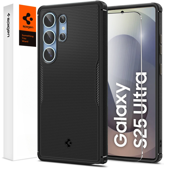 Puzdro Spigen pre Samsung Galaxy S25 Ultra, Core Armor MagSafe, čierne + tvrdené sklo 9H