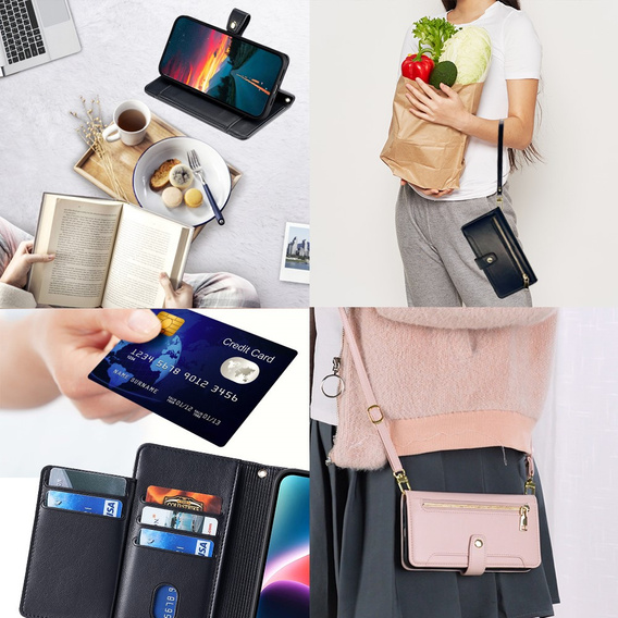 Klapkové puzdro pre Infinix Note 40 Pro, Wallet Zipper Pocket, čierne