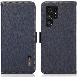 KHAZNEH RFID puzdro pre Samsung Galaxy S24 Ultra, Litchi Texture, modré