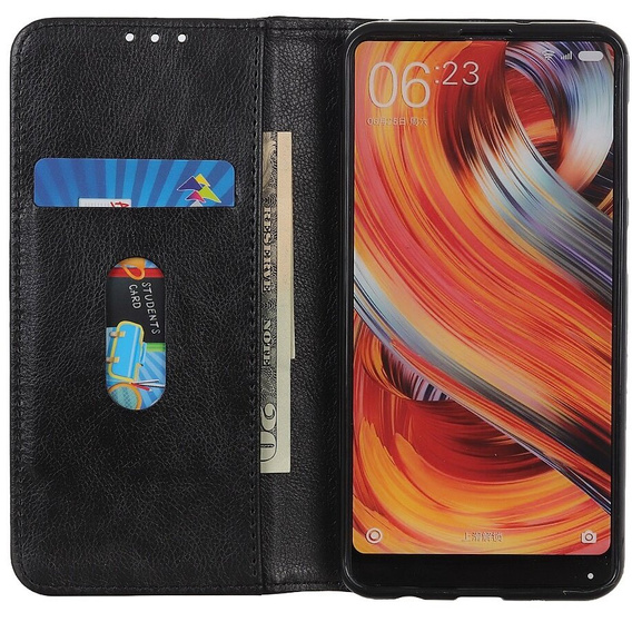 Obal na mobil pre Samsung Galaxy S24+ Plus, Wallet Litchi Leather, čierne