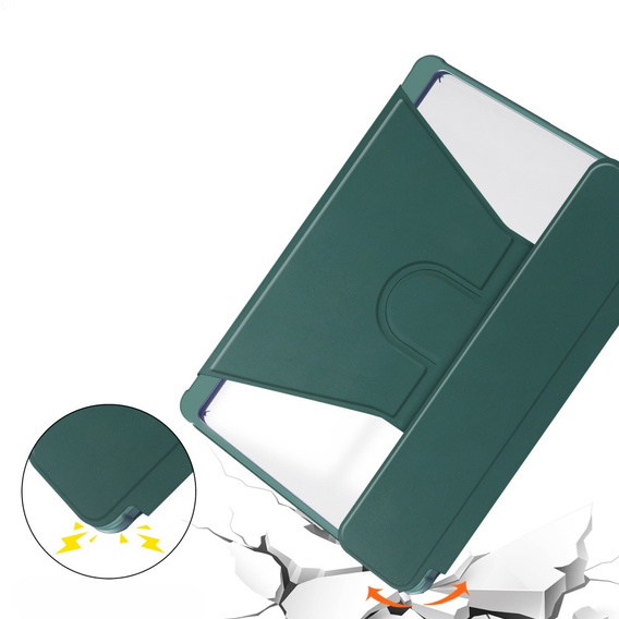 Puzdro s klávesnicou pre Samsung Galaxy Tab A9+, Rotary 360° Leather, tmavozelené