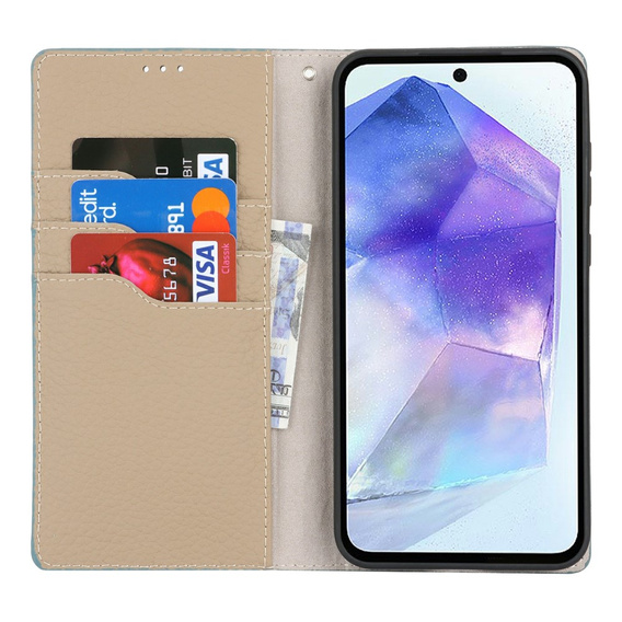 Klapkové puzdro pre Samsung Galaxy S25+ Plus, Litchi Skin Grain, modré