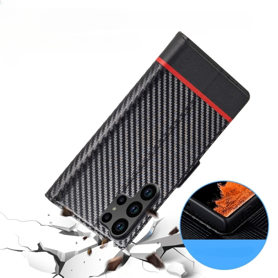 Klapkové puzdro pre Samsung Galaxy S23 Ultra, Carbon LC.IMEEKE, čierne